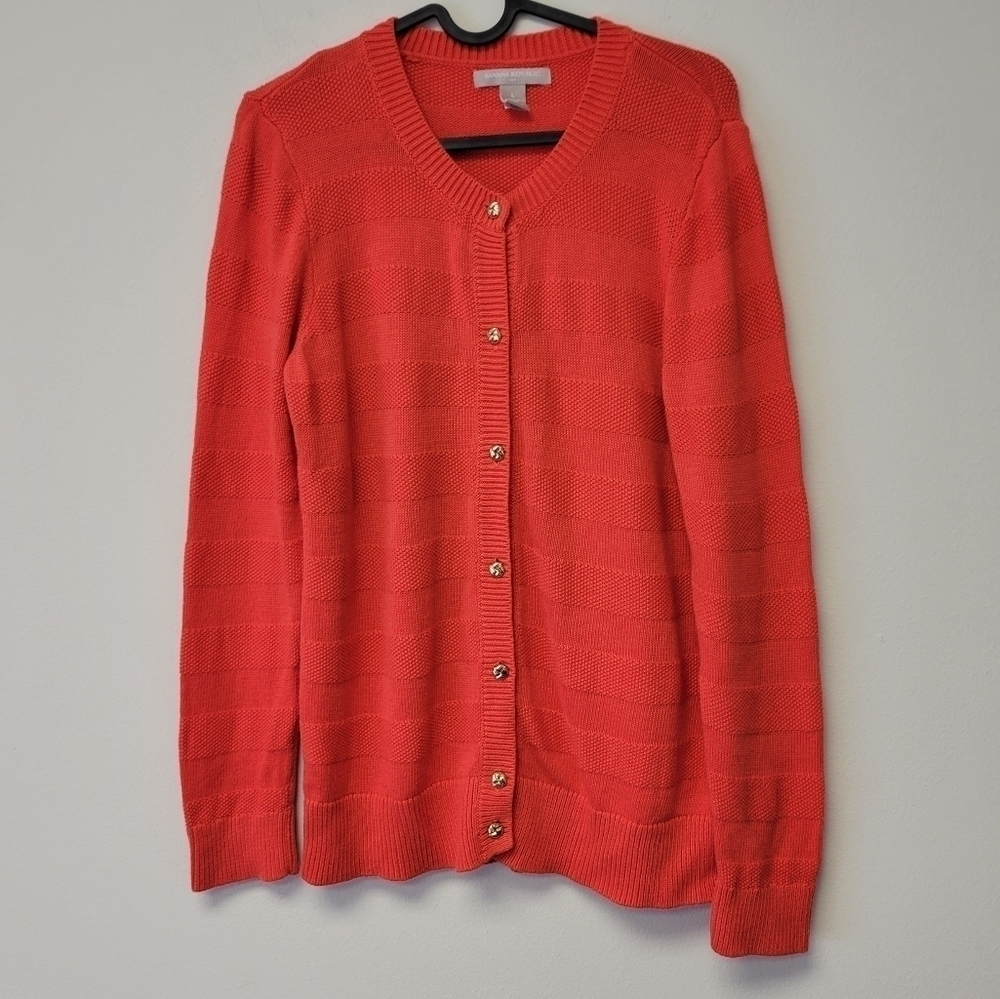Banana Republic V-neck Knit Cardigan Red Orange L